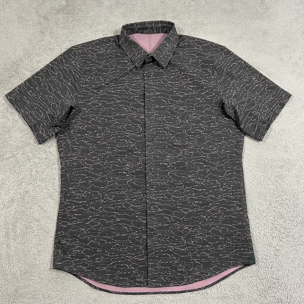 Lululemon Airing Easy Shirt Mens Medium Short Sleeve Button Up